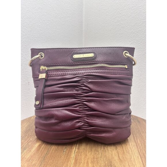 Vintage Etienne Aigner - Ruched Leather Crossbody - Burgundy - Picture 1 of 6